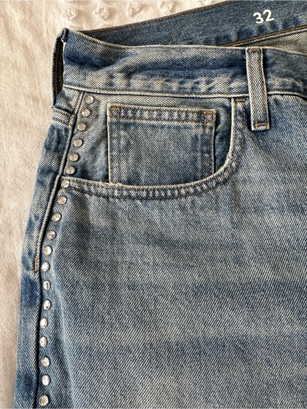 J. Crew Slouchy Mid Rise Rigid Rhinestone Jeans - Picture 7 of 10